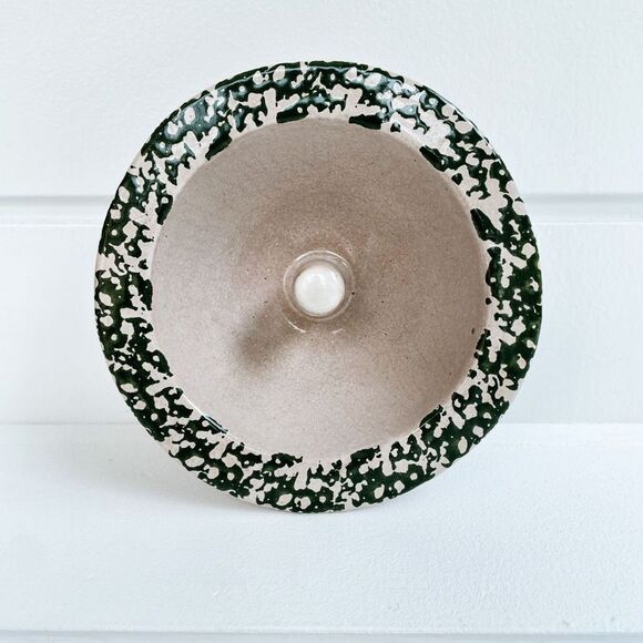 The Original Apple Baker Home Sponge Green On White Rim Redware Baking Dish - Picture 3 of 6